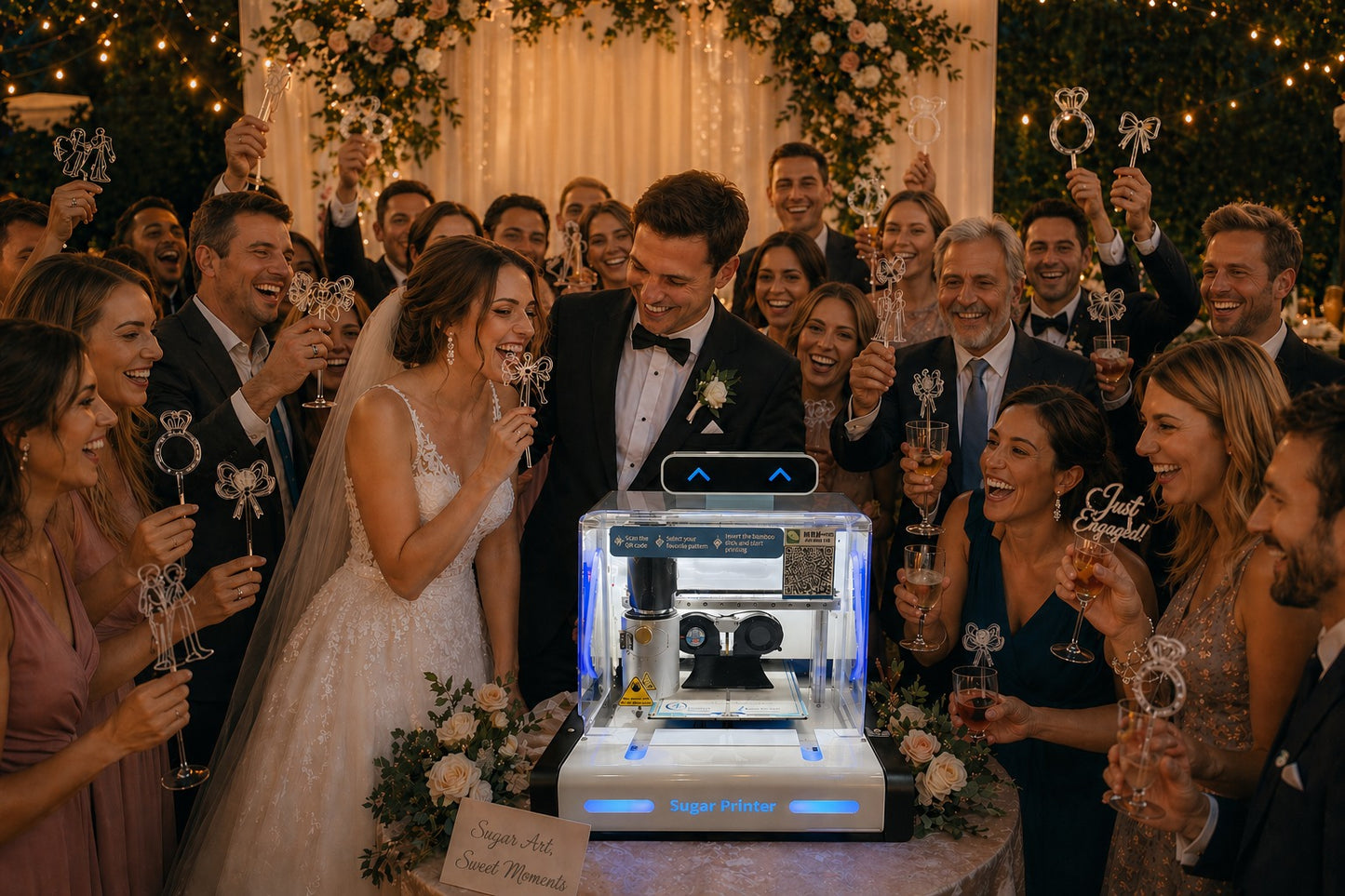 BetaByte machine live printing sugar art at a Sydney wedding event